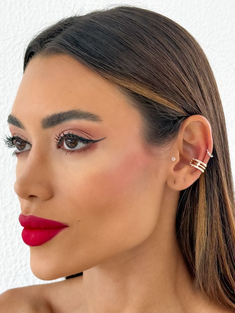 Piercing Folheado a Ouro 18k e Prata Cravejado com Lua e Estrelas