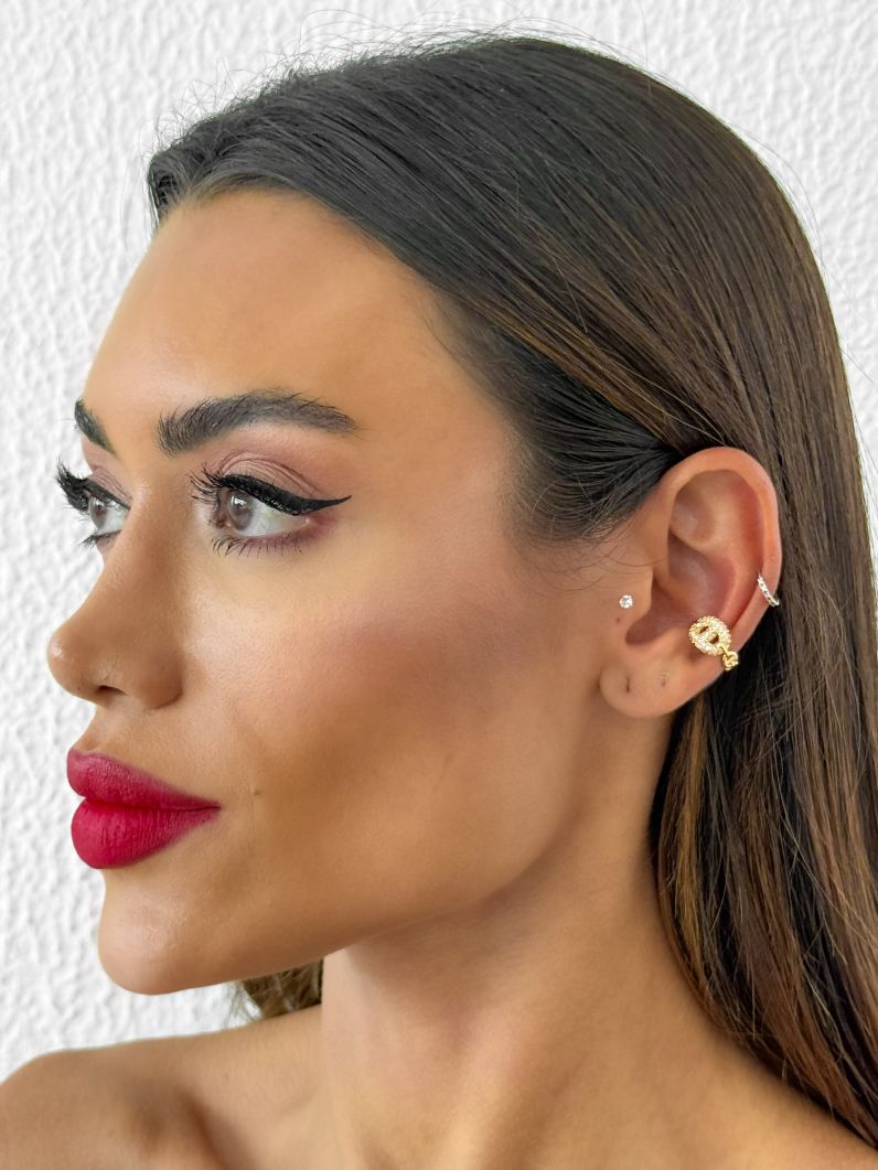 Piercing Folheado a Ouro 18k e Prata Cravejado Inspiração Grandes Marcas