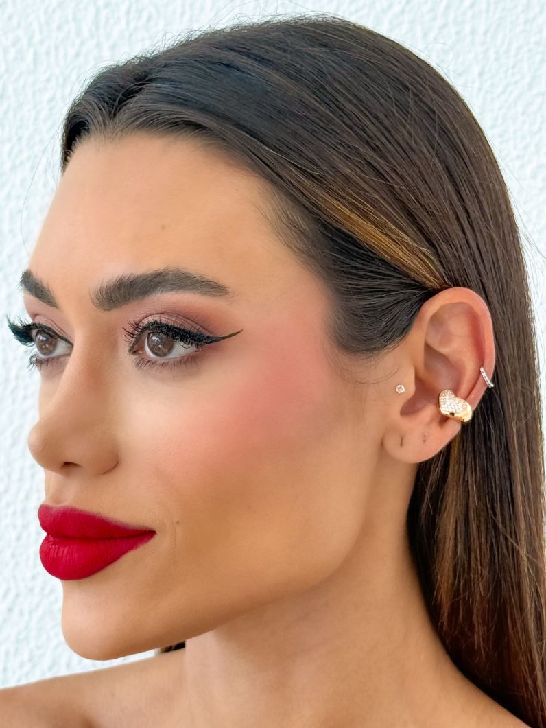 Piercing Folheado a Ouro 18k e Prata Design Coração