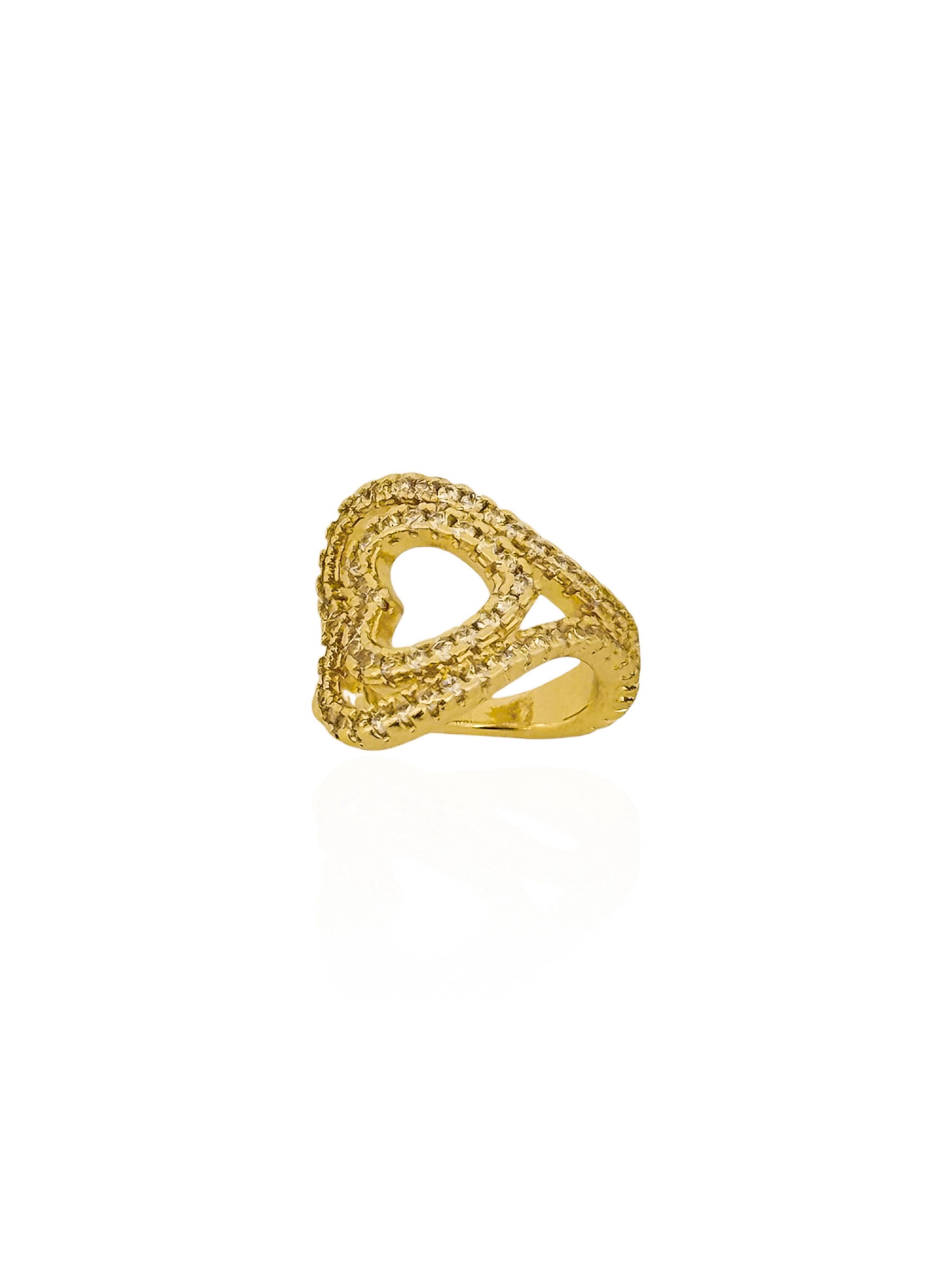 Piercing Folheado a Ouro 18k e Prata Design Coração Cravejada