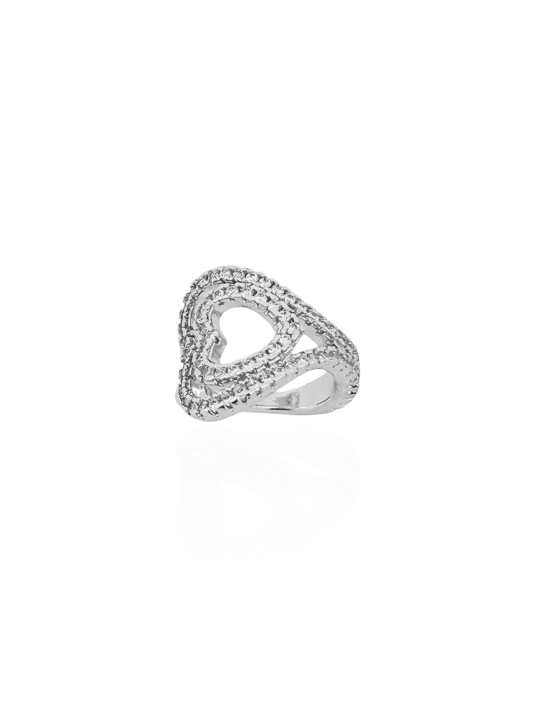 Piercing Folheado a Ouro 18k e Prata Design Coração Cravejada