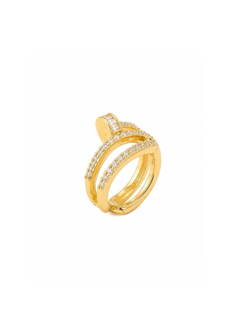 Piercing Folheado a Ouro 18k e Prata Design Prego Cravejado
