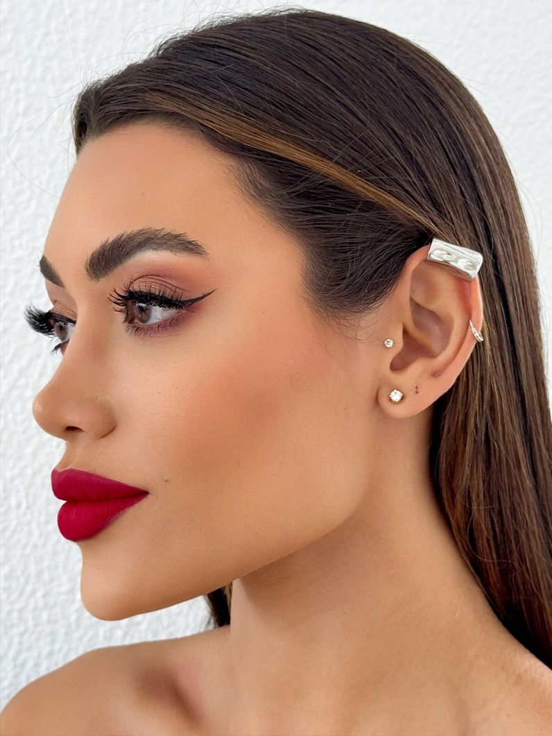 Piercing Folheado a Ouro 18k e Prata Design Tubo Martelado