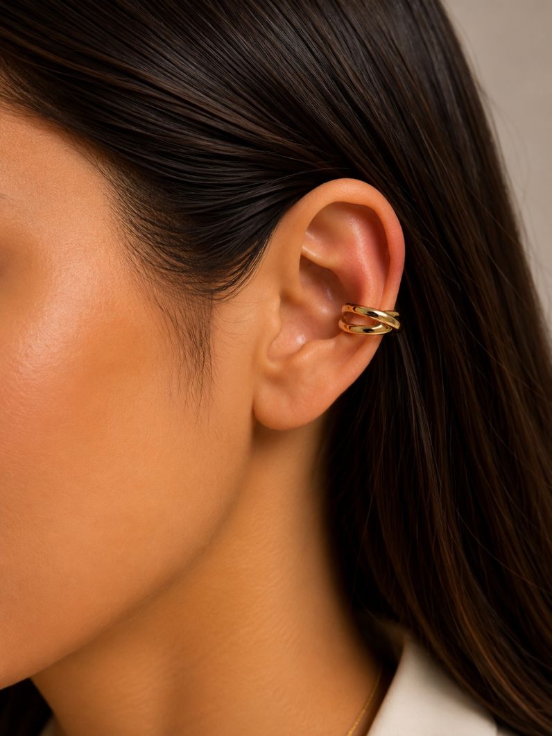 Piercing Folheado a Ouro 18k e Prata Design X
