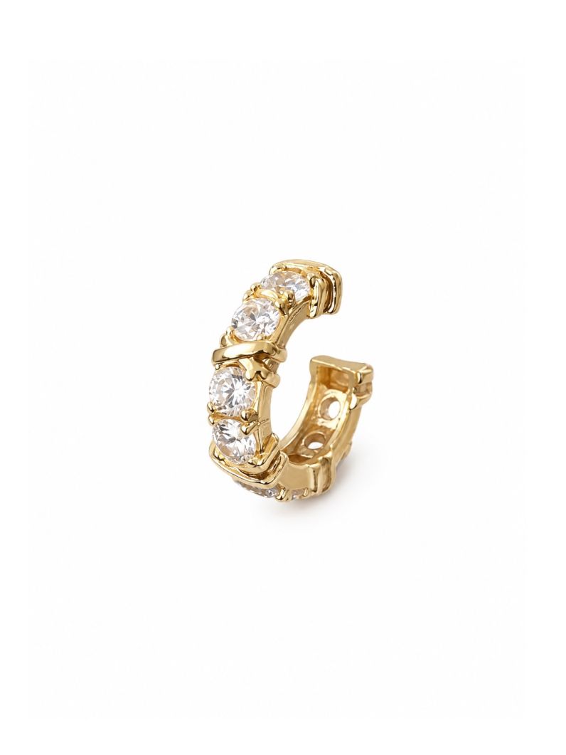 Piercing Folheado a Ouro 18k e Prata Design X Com Zircônias