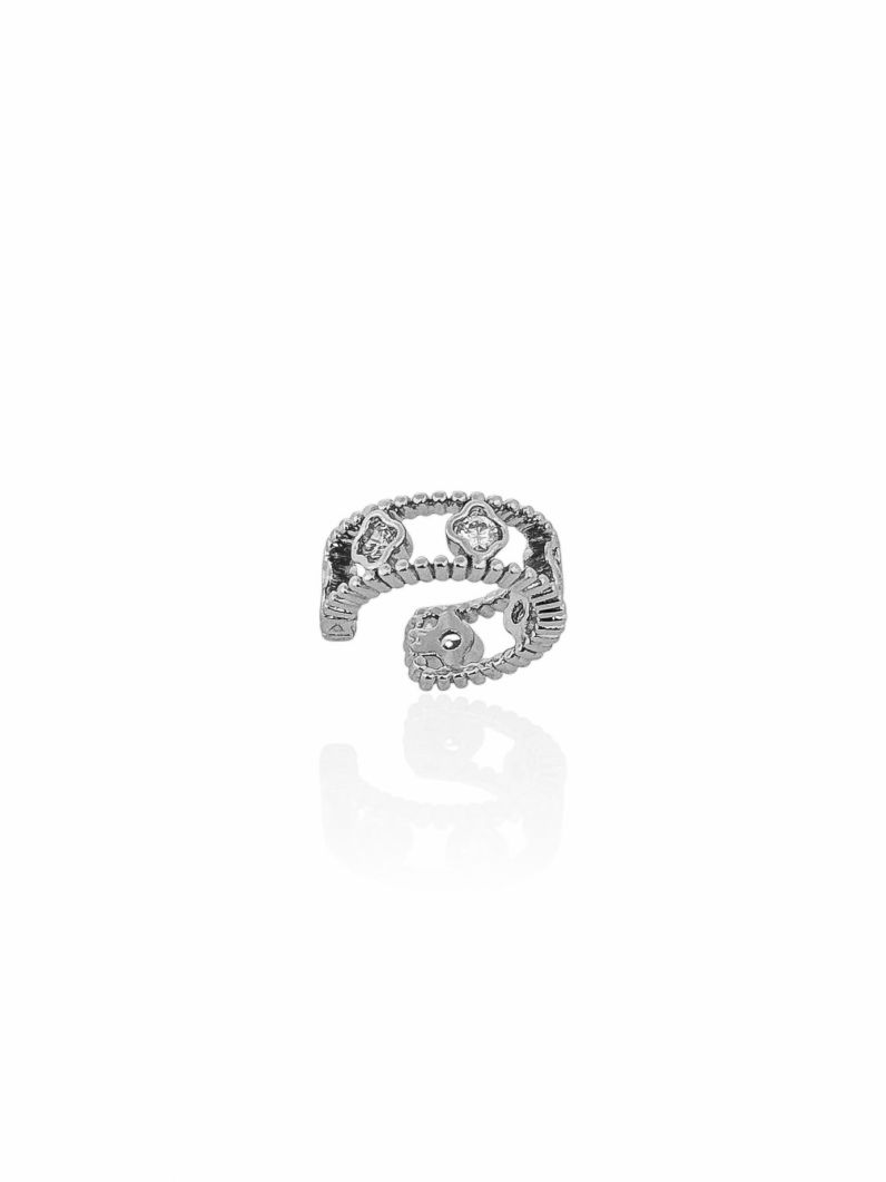 Piercing Folheado a Ouro 18k e Prata Detalhado Com Zircônias