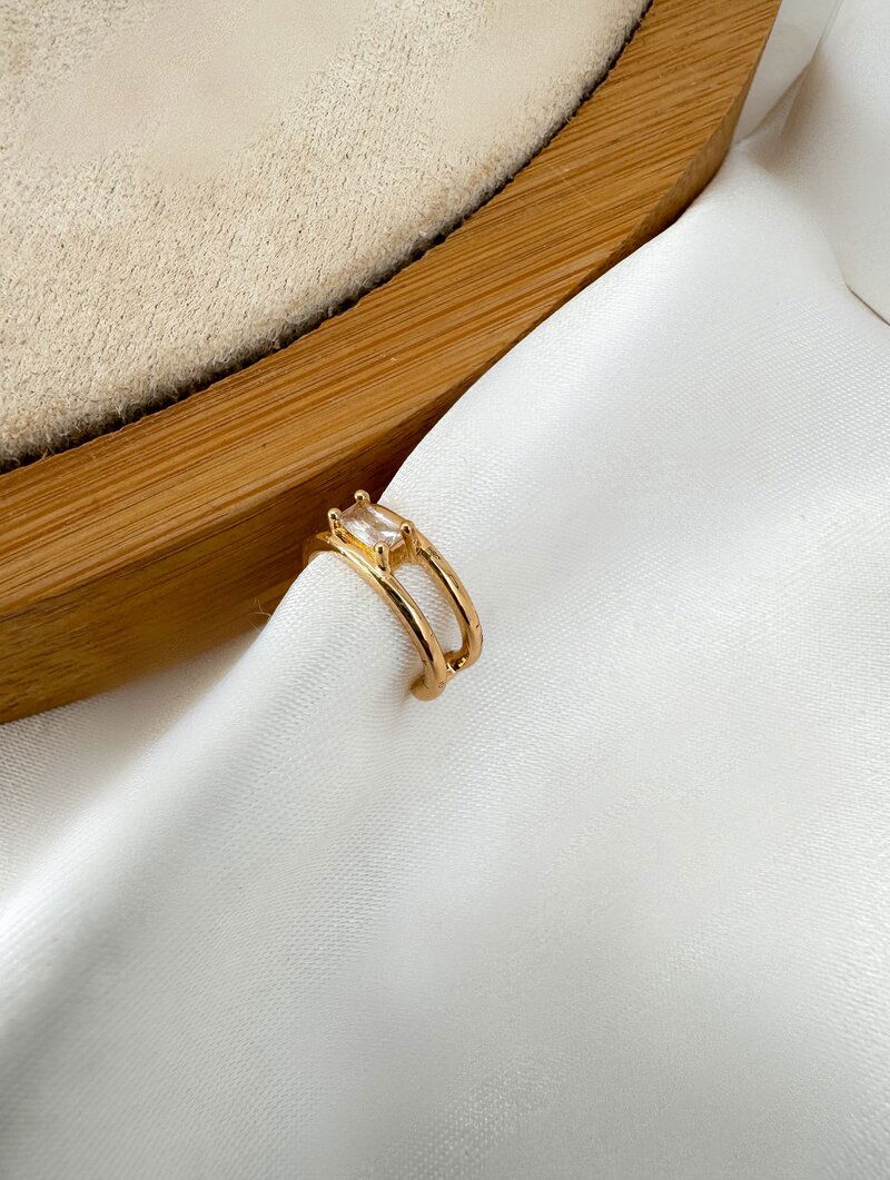 Piercing Folheado a Ouro 18k e Prata Dois Fios com Navete