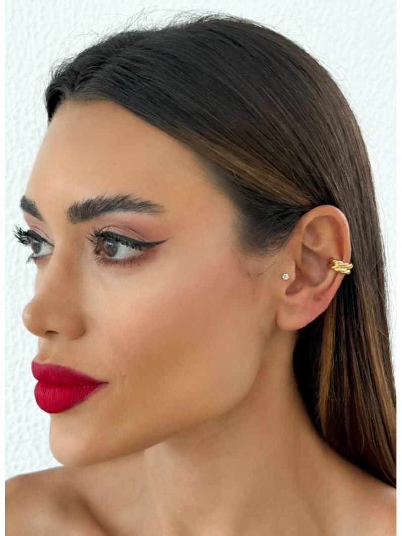 Piercing Folheado a Ouro 18k e Prata Duplo Torcido