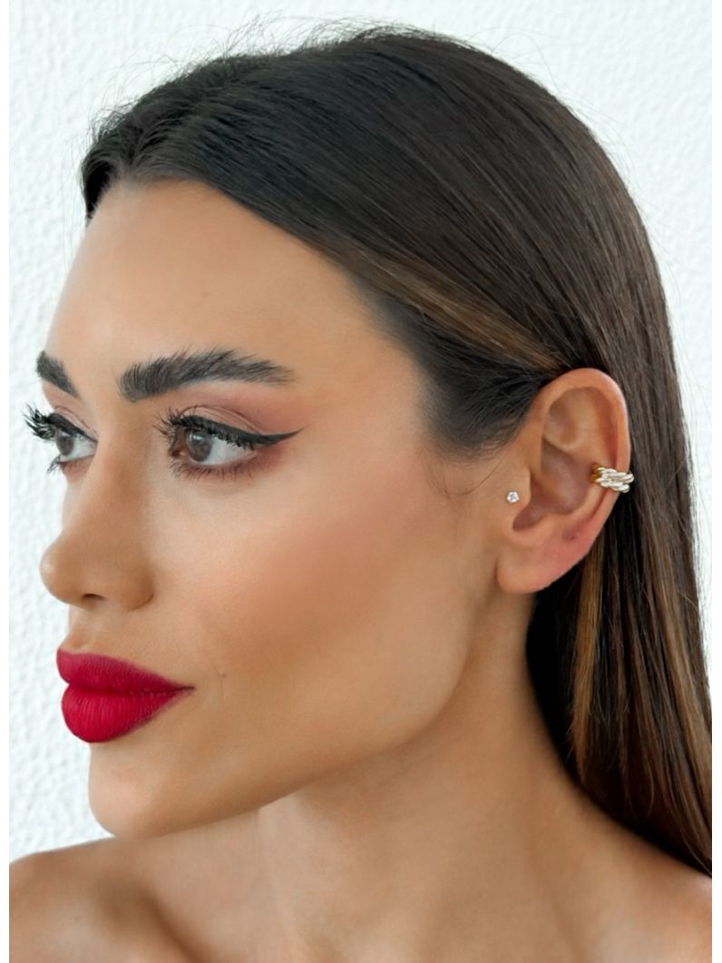 Piercing Folheado a Ouro 18k e Prata Duplo Torcido