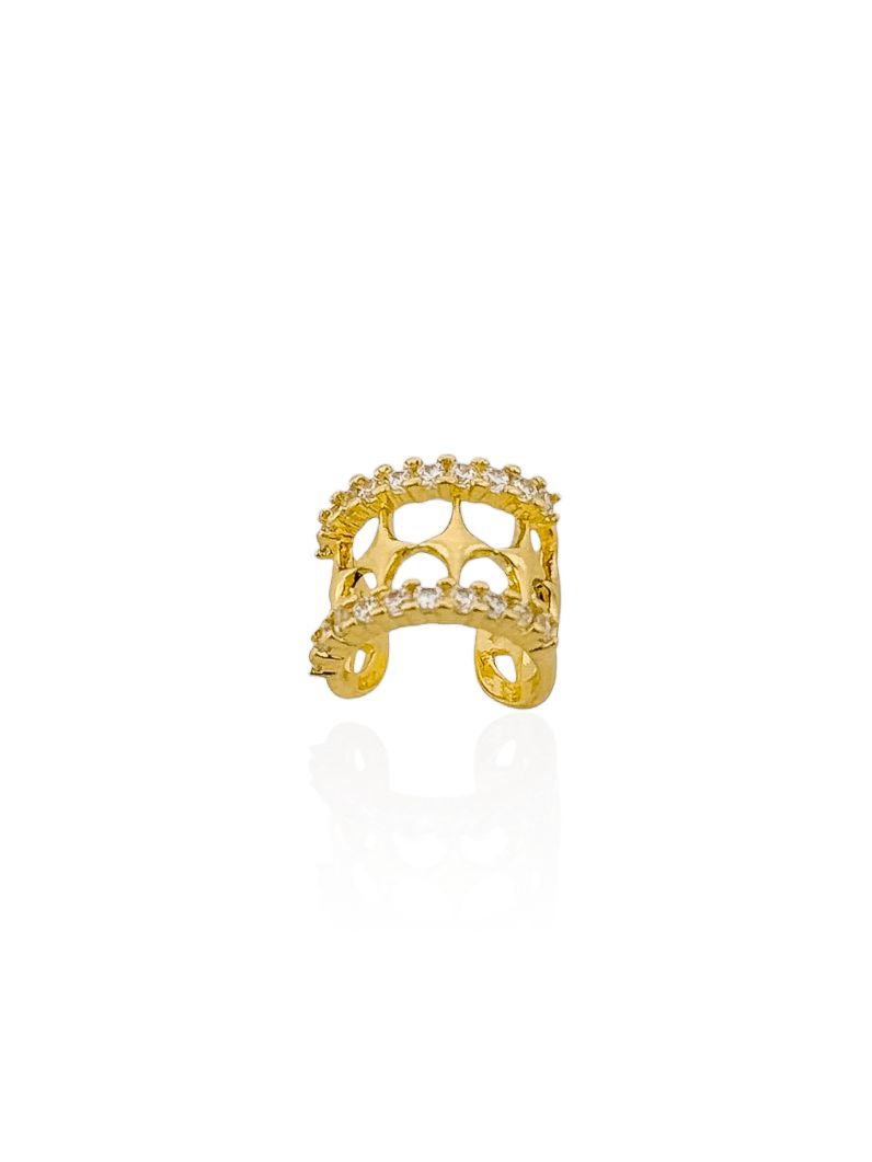 Piercing Folheado a Ouro 18k e Prata Estrelas e Detalhes Cravejados