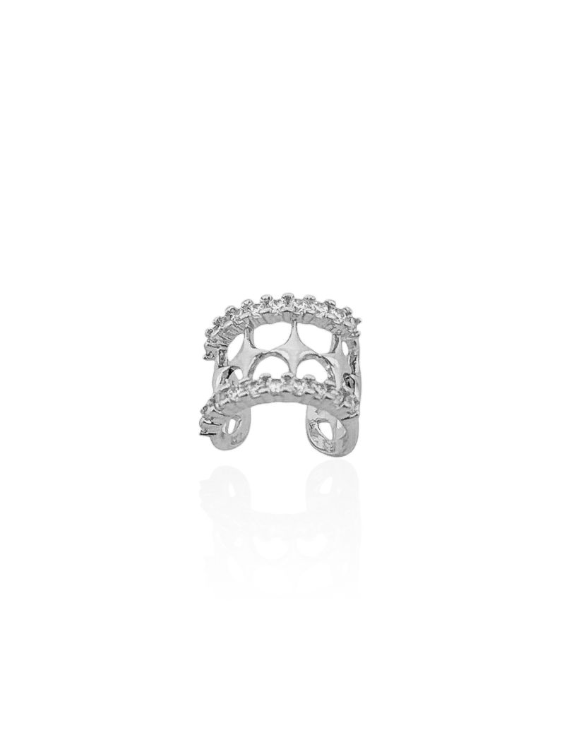 Piercing Folheado a Ouro 18k e Prata Estrelas e Detalhes Cravejados