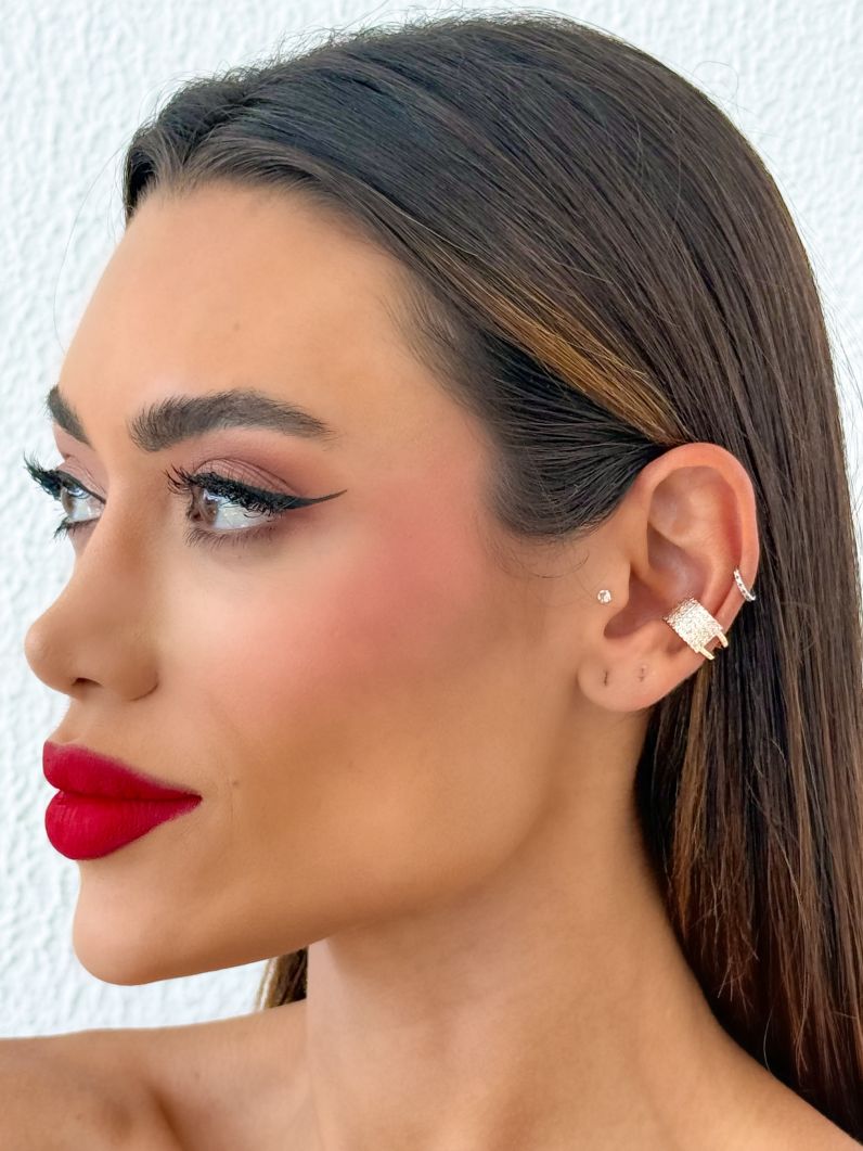 Piercing Folheado a Ouro 18k e Prata Fios Cravejado
