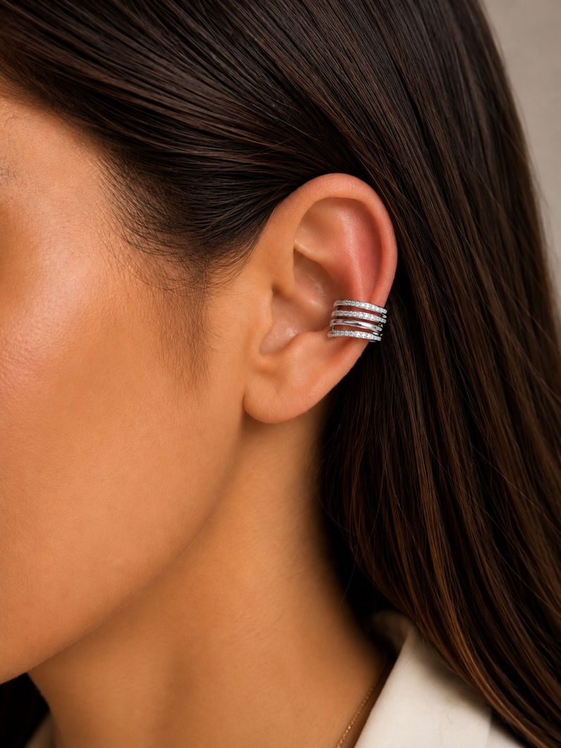 Piercing Folheado a Ouro 18k e Prata Fios Cravejados