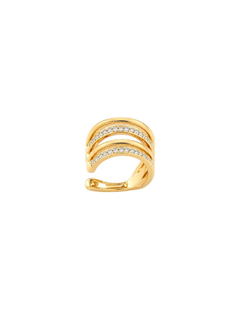 Piercing Folheado a Ouro 18k e Prata Fios e Micro Zircônia