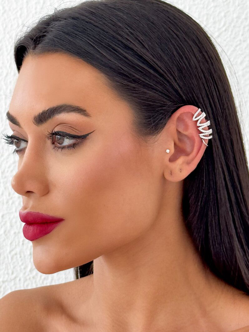 Piercing Folheado a Ouro 18K e Prata Fios Ear Cuf