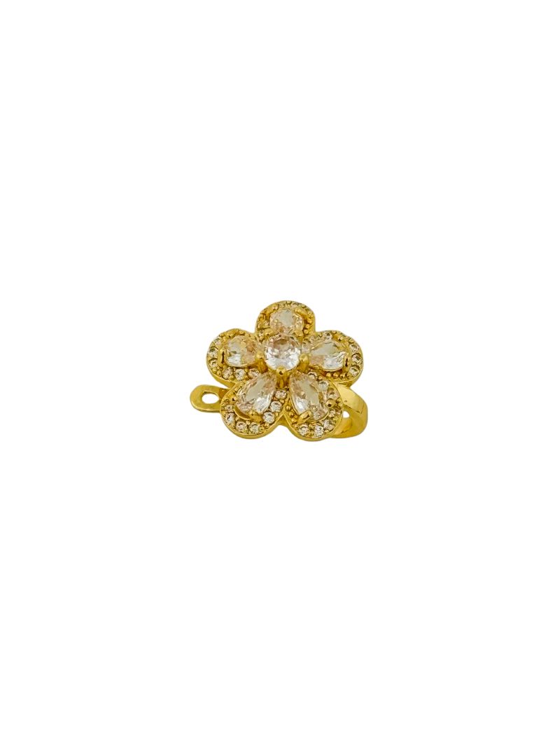 Piercing Folheado a Ouro 18k e Prata Flor de Cristal e Cravejado
