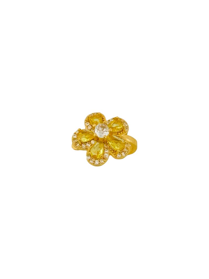 Piercing Folheado a Ouro 18k e Prata Flor de Cristal e Cravejado
