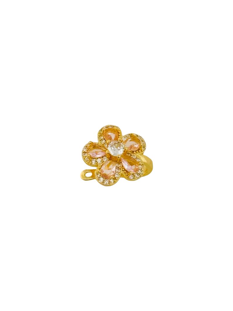 Piercing Folheado a Ouro 18k e Prata Flor de Cristal e Cravejado