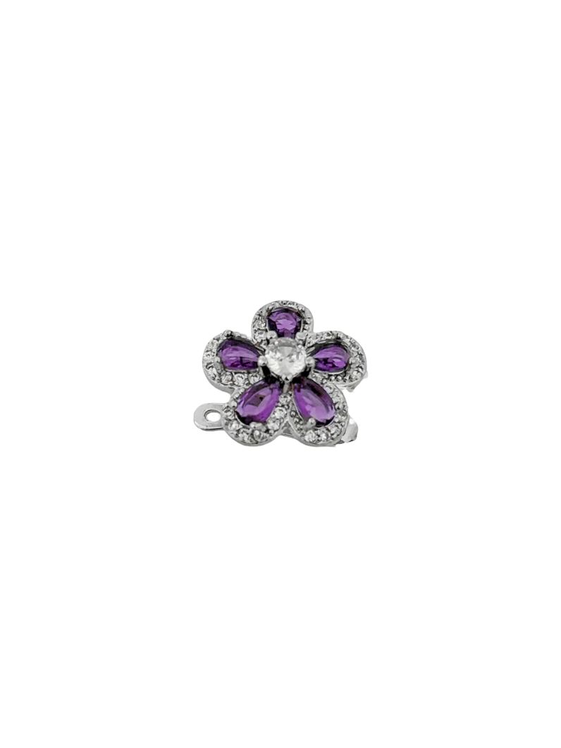 Piercing Folheado a Ouro 18k e Prata Flor de Cristal e Cravejado