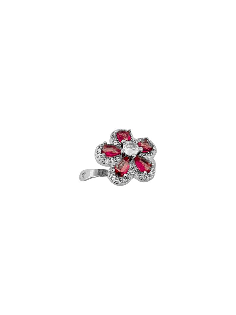 Piercing Folheado a Ouro 18k e Prata Flor de Cristal e Cravejado