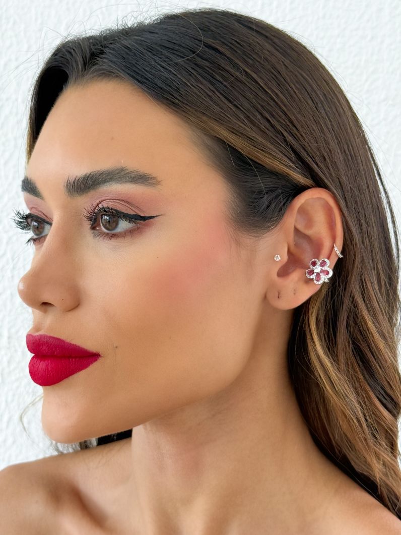 Piercing Folheado a Ouro 18k e Prata Flor de Cristal e Cravejado