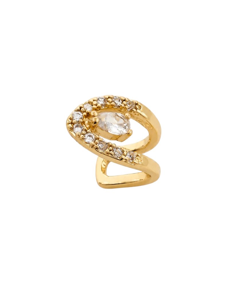 Piercing Folheado a Ouro 18k e Prata Forma de Cristal Com Zircônias