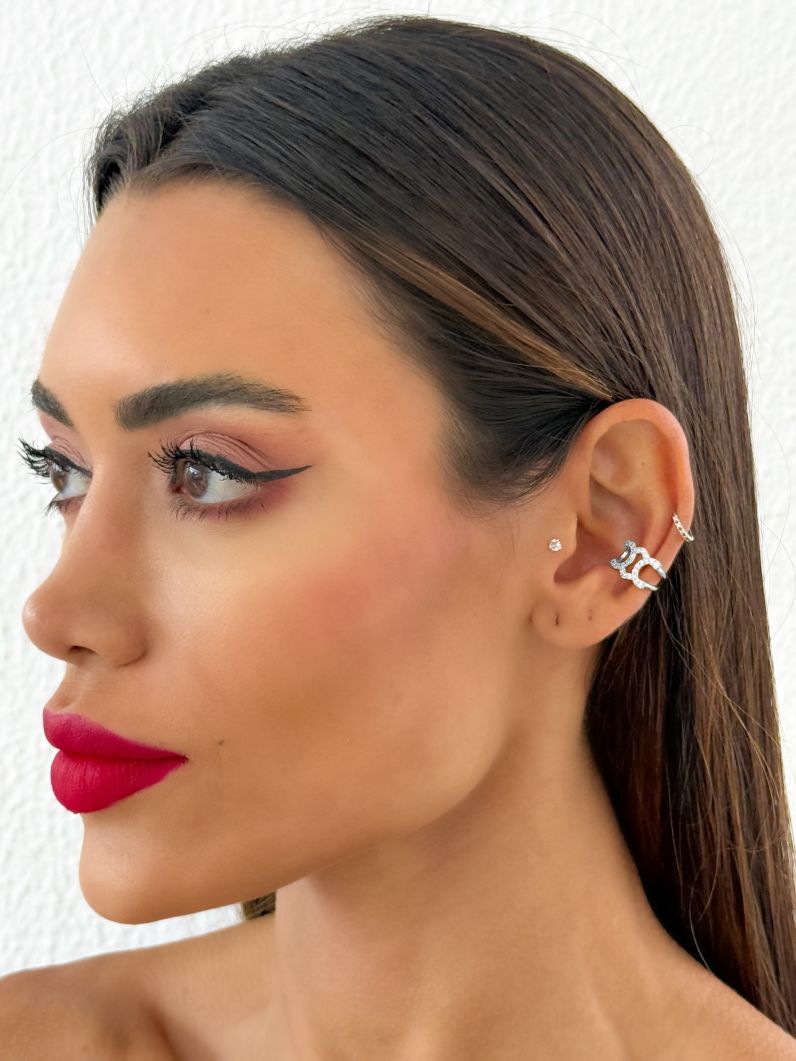 Piercing Folheado a Ouro 18k e Prata Inspiração Grandes Marcas Cravejado