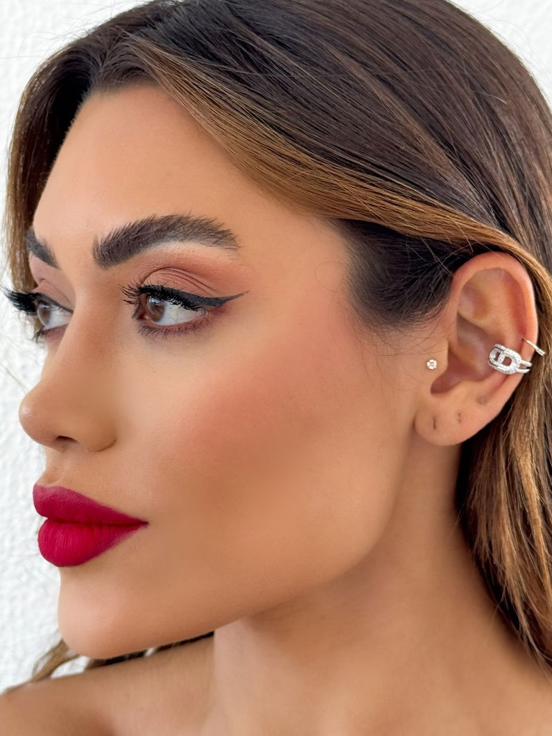 Piercing Folheado a Ouro 18k e Prata Inspiração Joalheria Zircônia