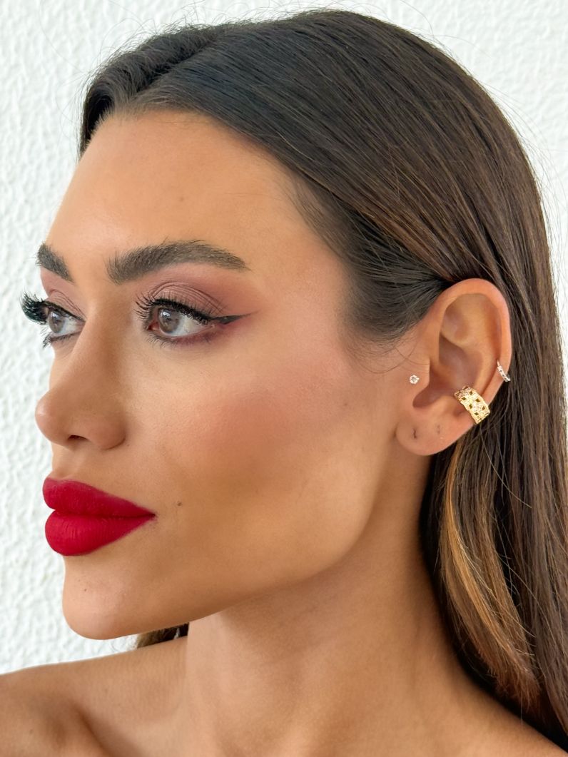 Piercing Folheado a Ouro 18k e Prata Inspiração Vg. Cravejado