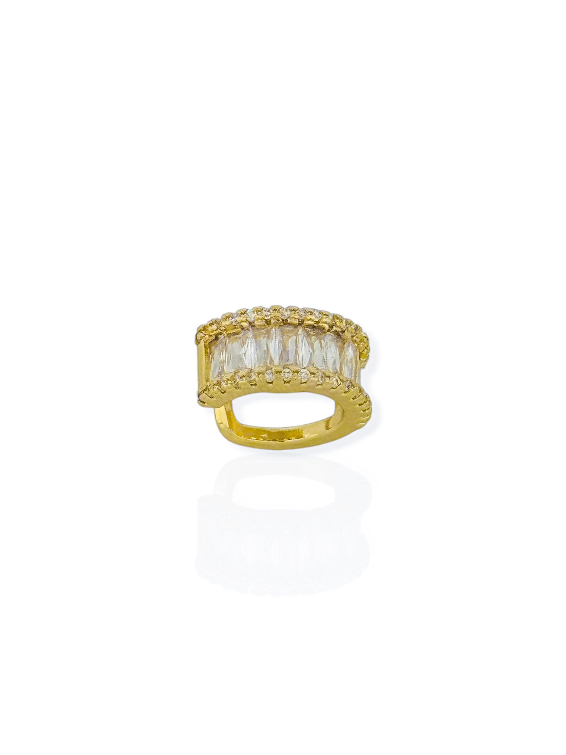 Piercing Folheado a Ouro 18k e Prata Navetes com Borda Cravejada