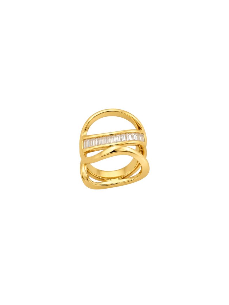 Piercing Folheado a Ouro 18k e Prata Ondulado Com Fios e Navetes
