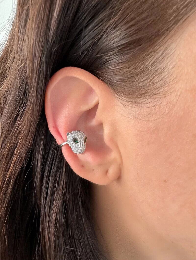 Piercing Folheado a Ouro 18k e Prata Pantera Cravejada