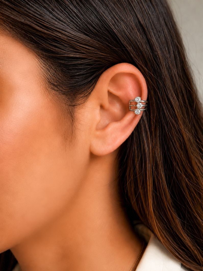 Piercing Folheado a Ouro 18k e Prata Pontos de Luz