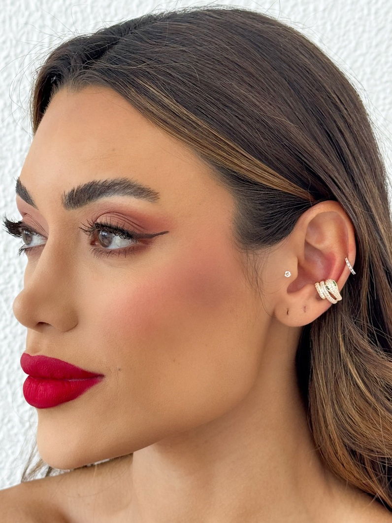 Piercing Folheado a Ouro 18k e Prata Serpente Texturizada