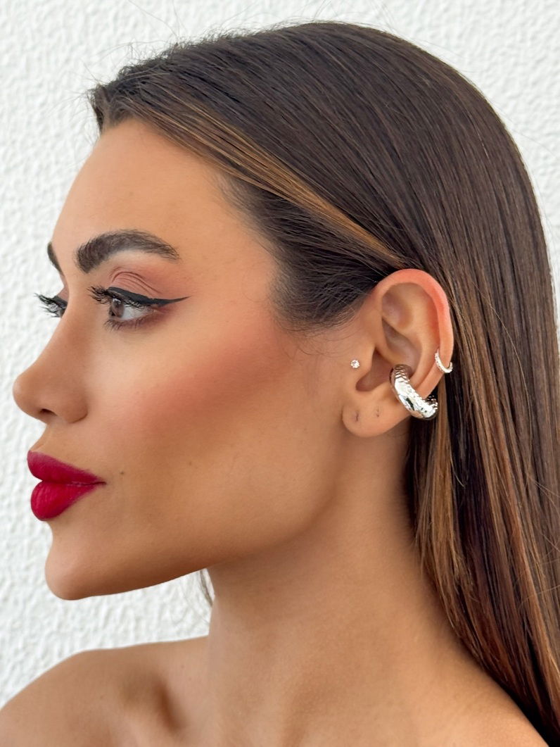 Piercing Folheado a Ouro 18k e Prata Tubo Martelado