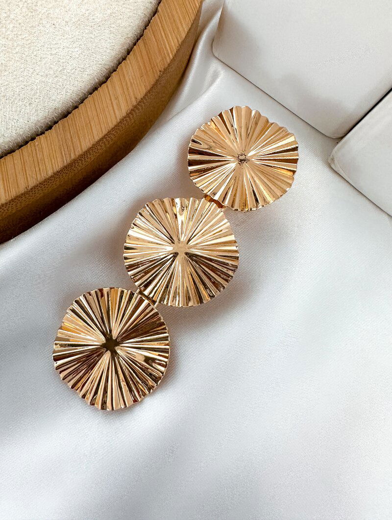 Presilha Folheado a Ouro 18k e Prata Circulos Martelados