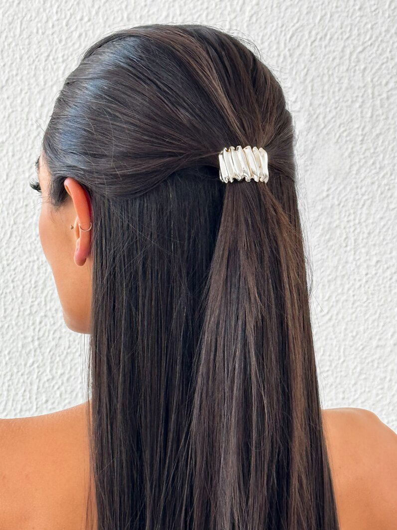 Presilha Folheado a Ouro 18k e Prata Orgânico Ondulado