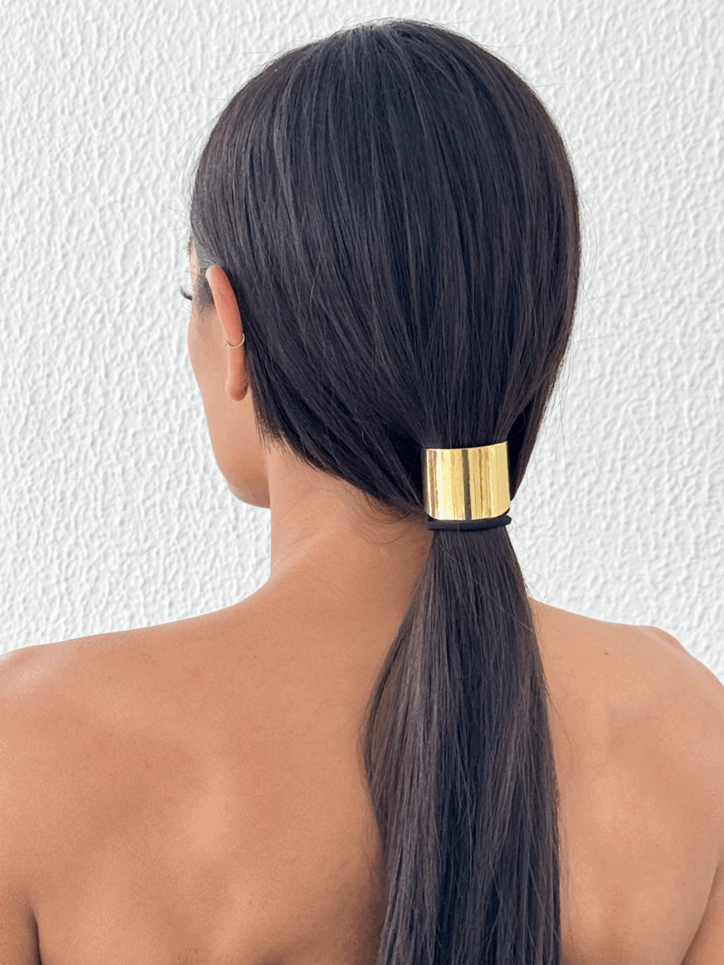 Presilha Folheado a Ouro 18k e Prata tubo liso