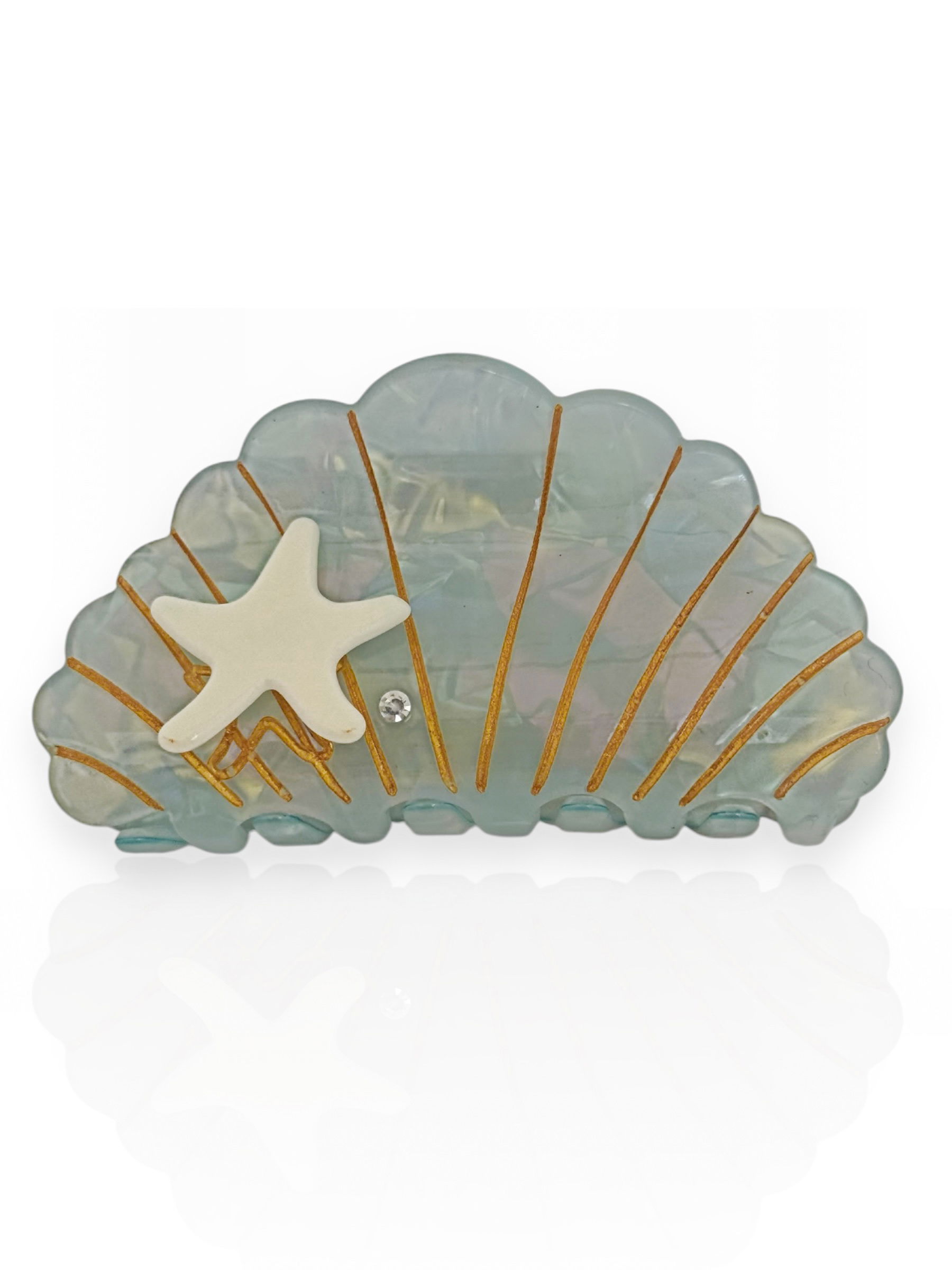 Presilha Formato Concha Resinado Com Estrela do Mar