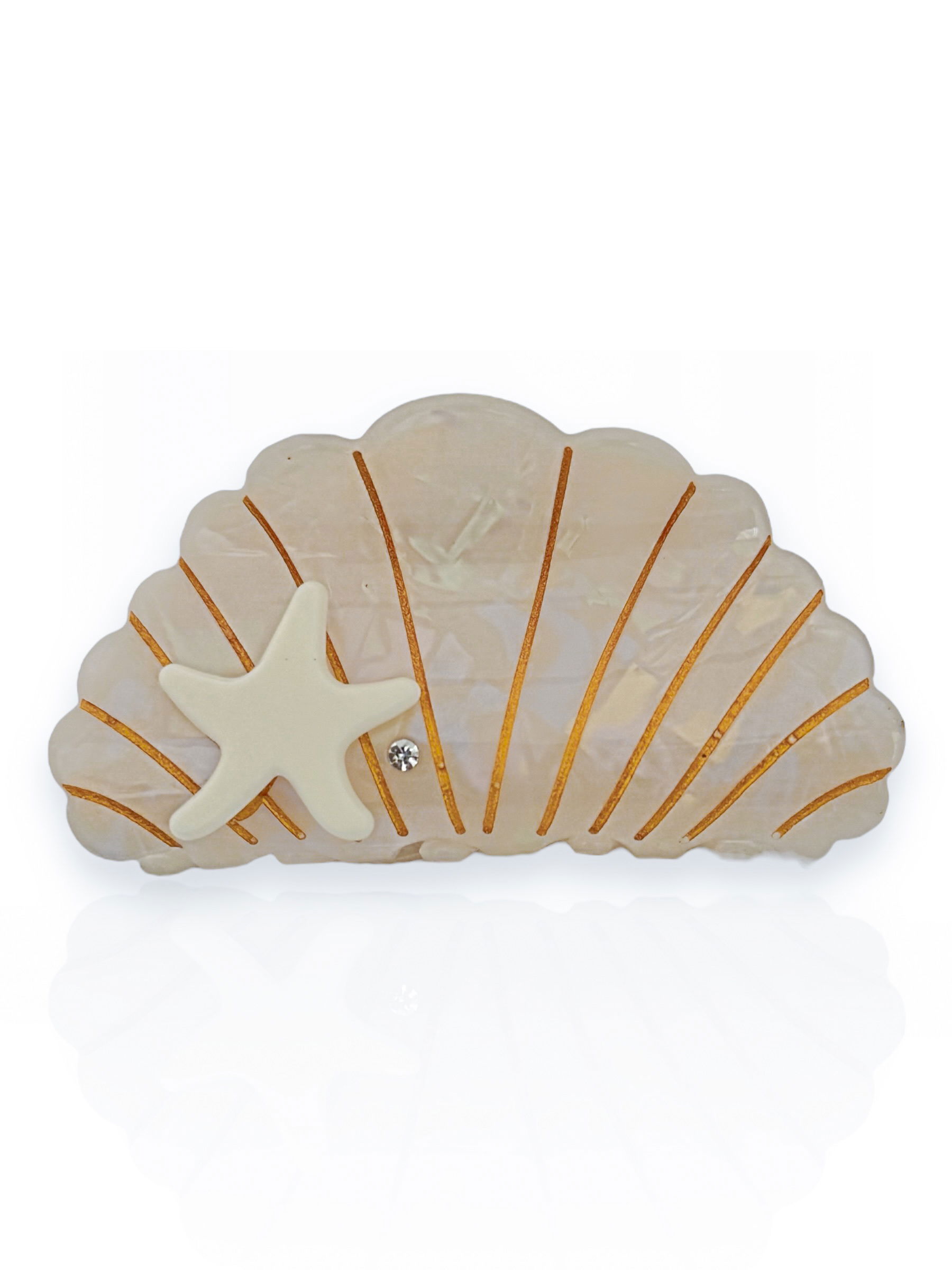 Presilha Formato Concha Resinado Com Estrela do Mar