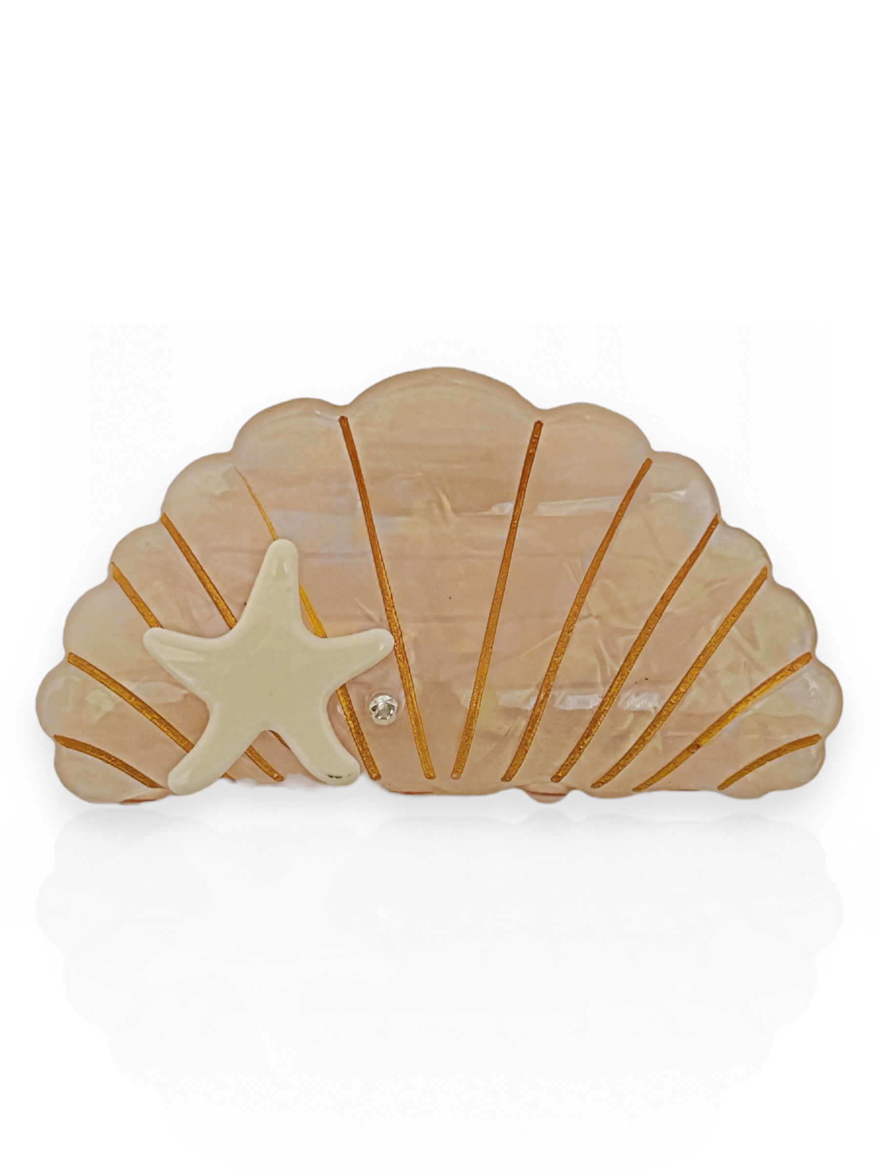 Presilha Formato Concha Resinado Com Estrela do Mar