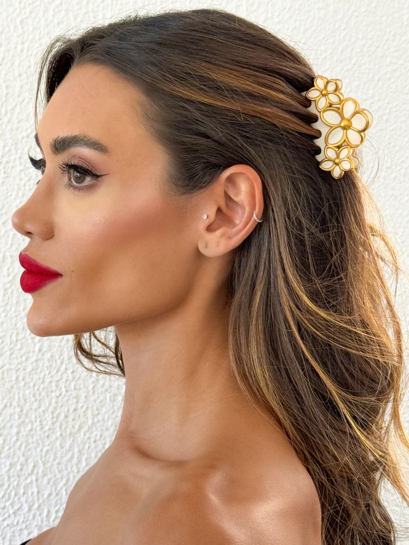 Presilhas Resina Flores Lisas