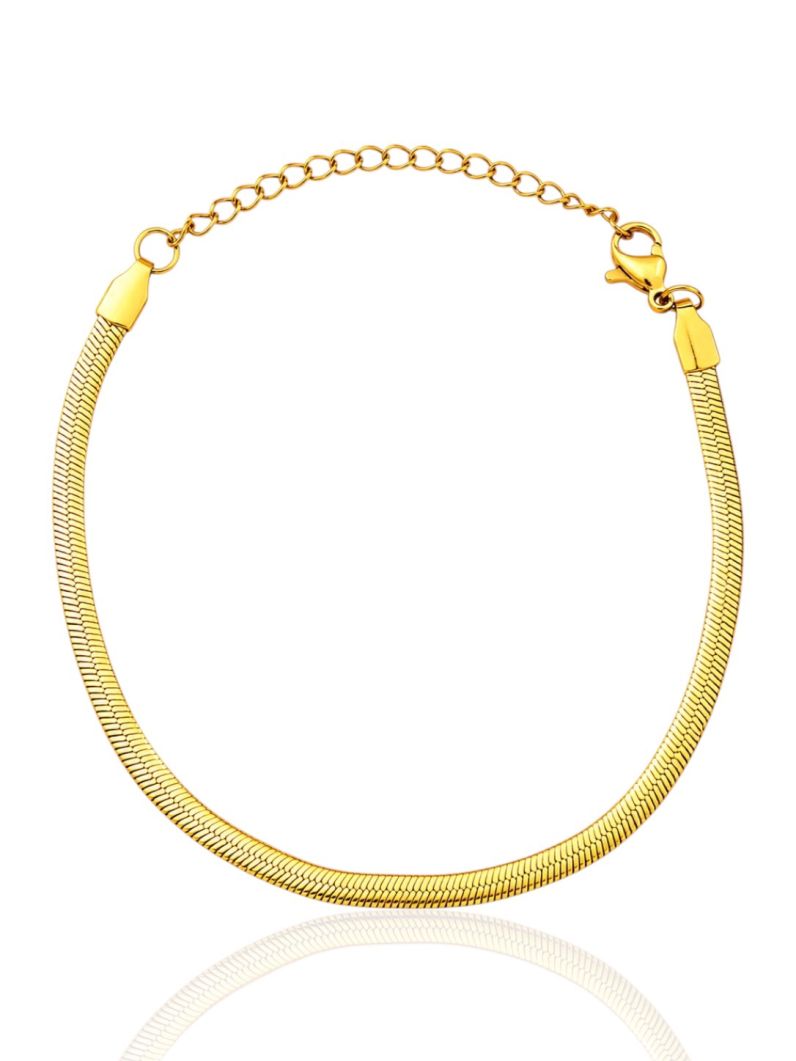 Pulseira Aço inoxidável Folheada a Ouro 18k Fita Laminada