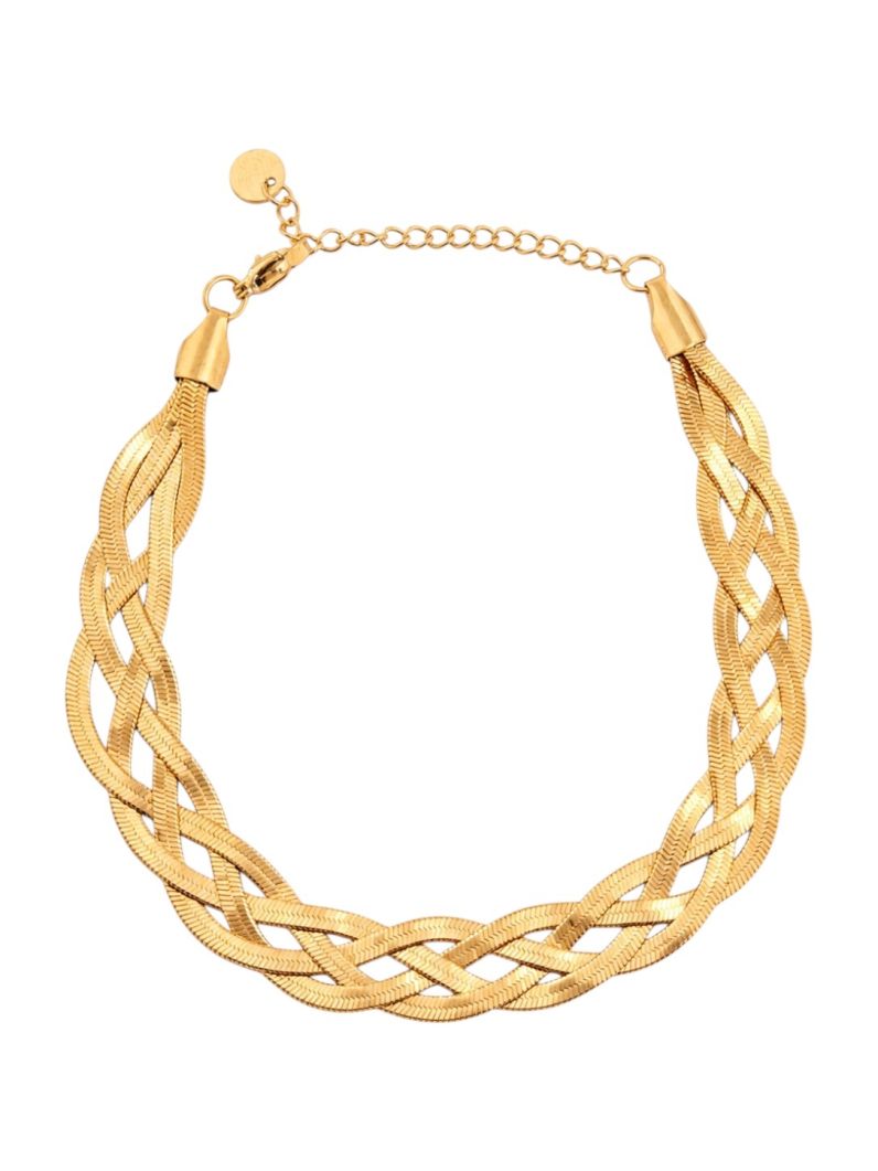 Pulseira Aço Inoxidável Folheada a Ouro 18k Fita Laminada Tripla M