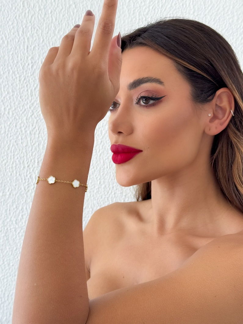 Pulseira Aço Inoxidável Folheada a Ouro 18k Inspiração Vg. Resinada Lisa