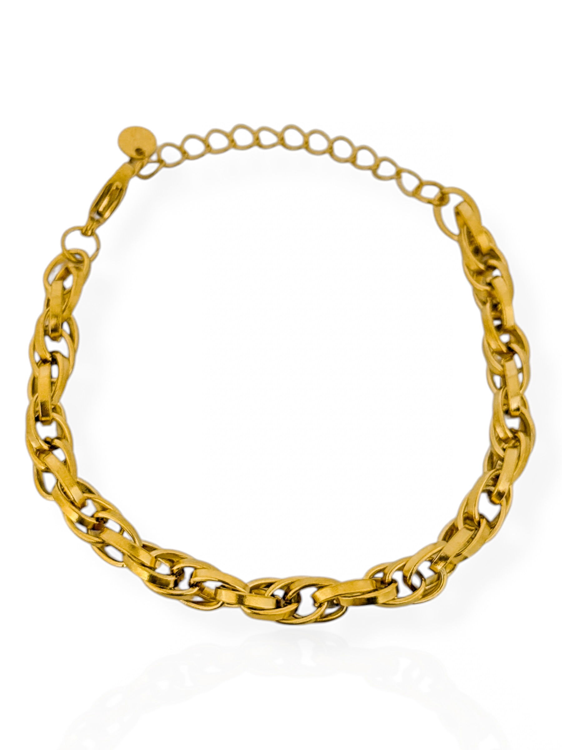 Pulseira Aço Inoxidável Folheado a Ouro 18k Elos Duplos