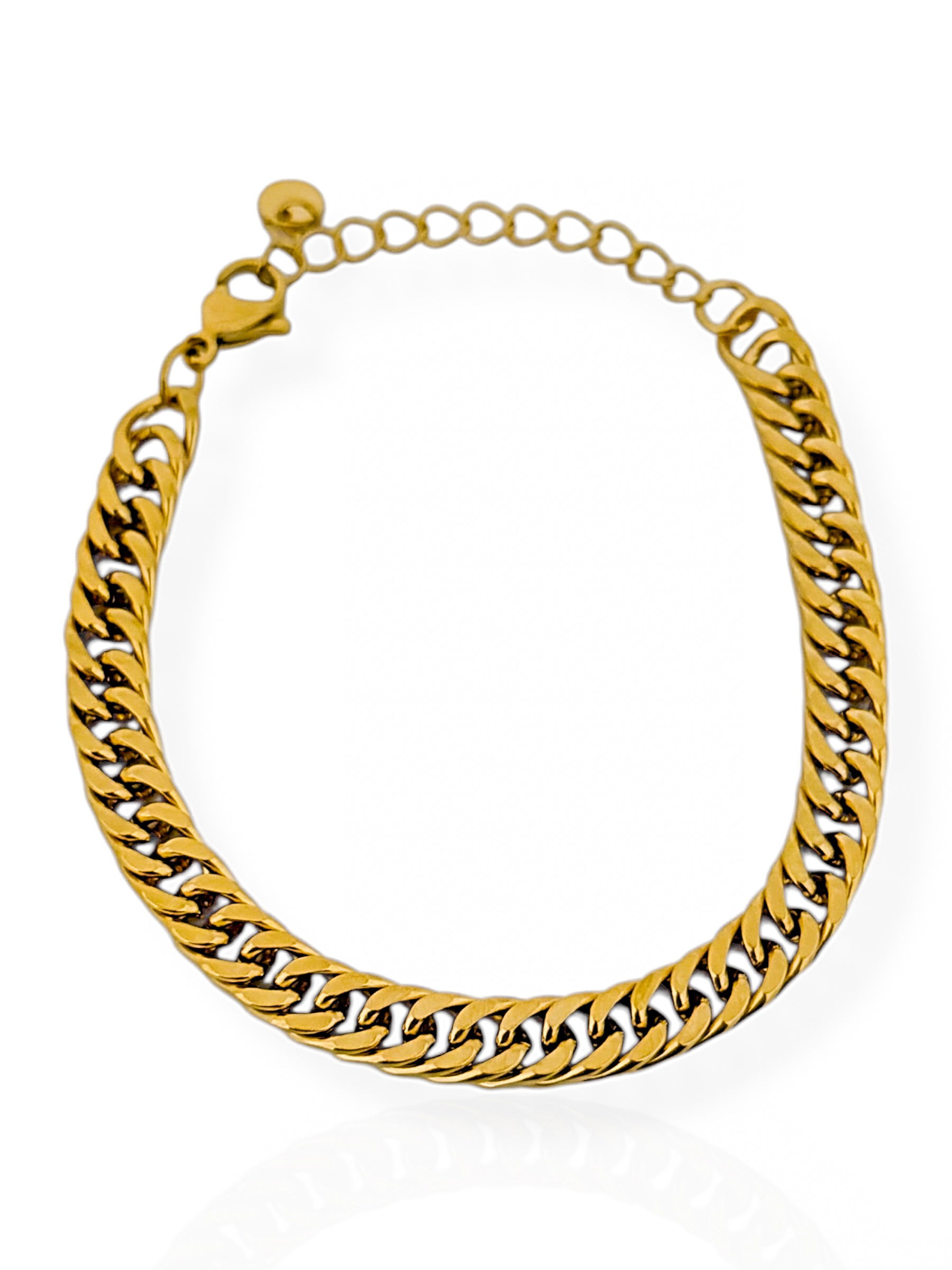 Pulseira Aço Inoxidável Folheado a Ouro 18k Elos Grossos