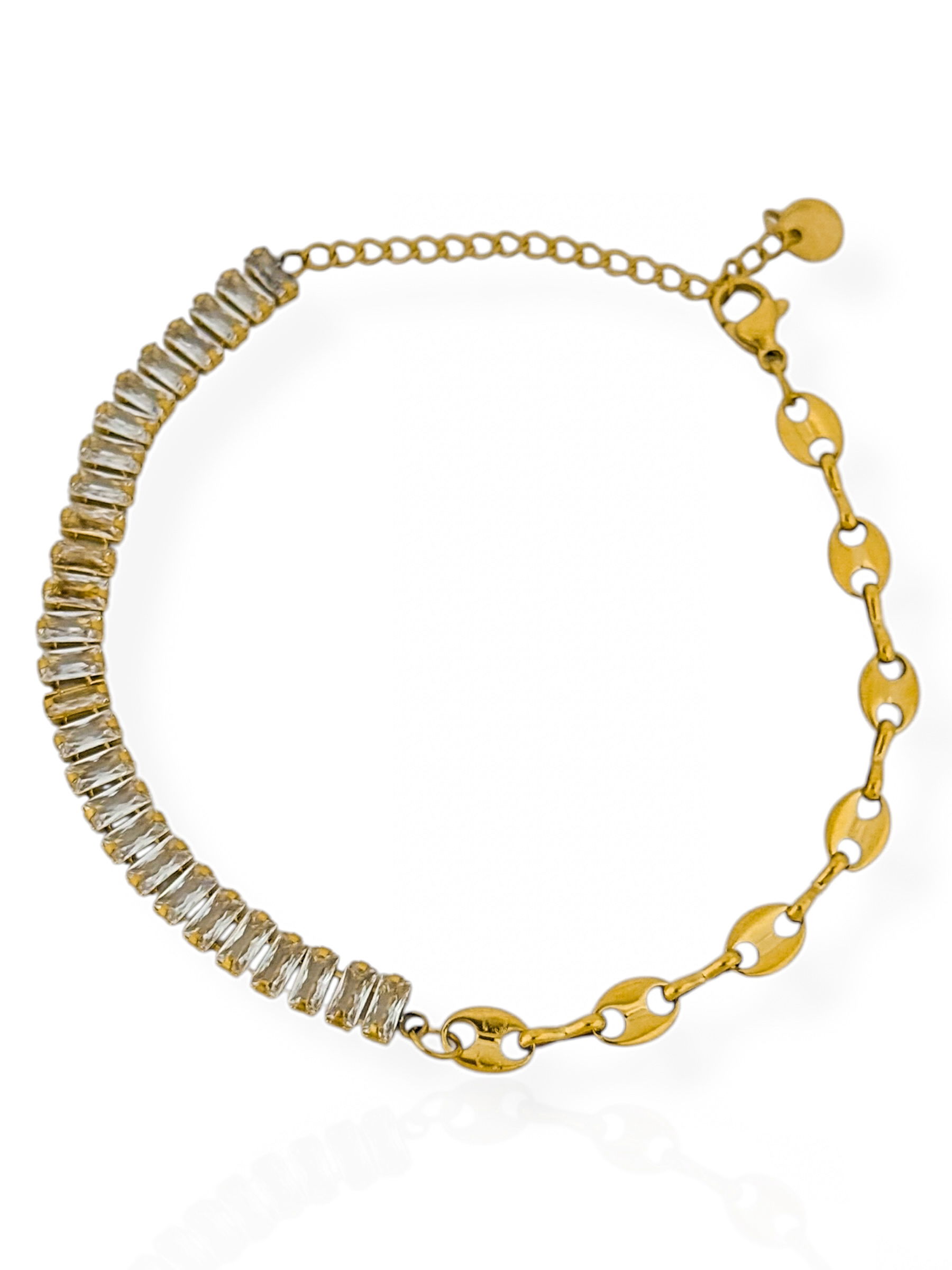 Pulseira Aço Inoxidável Folheado a Ouro 18k Placas Com Navetes