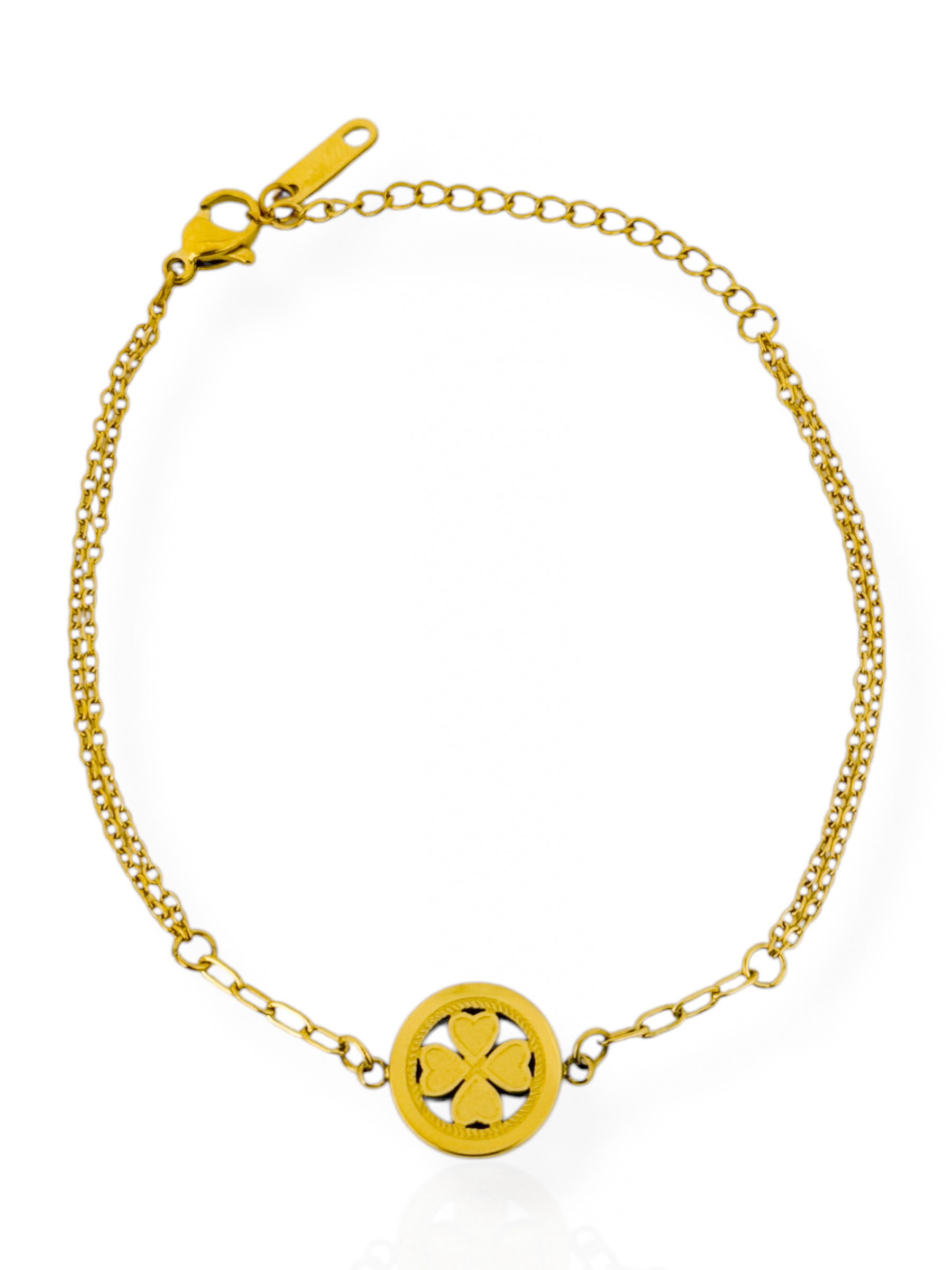 Pulseira Aço Inoxidável Folheado Ouro 18k Trevo