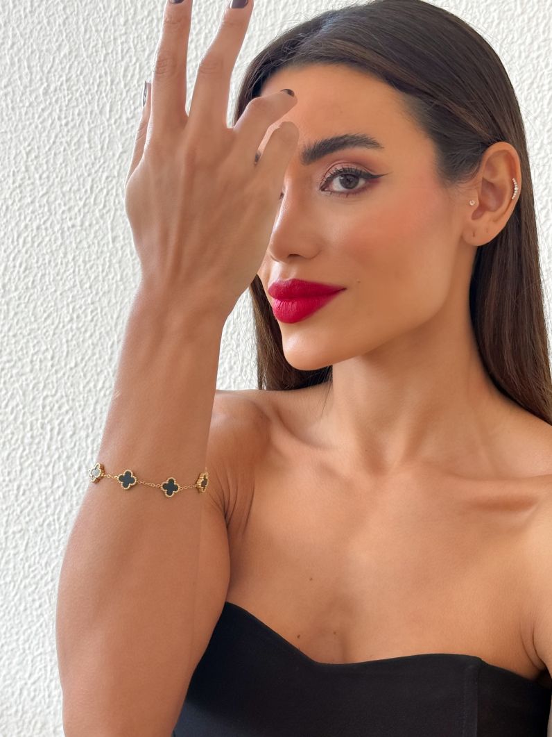 Pulseira Aço Inoxidável Ouro 18k e Prata Inspiração Vg. Resinado